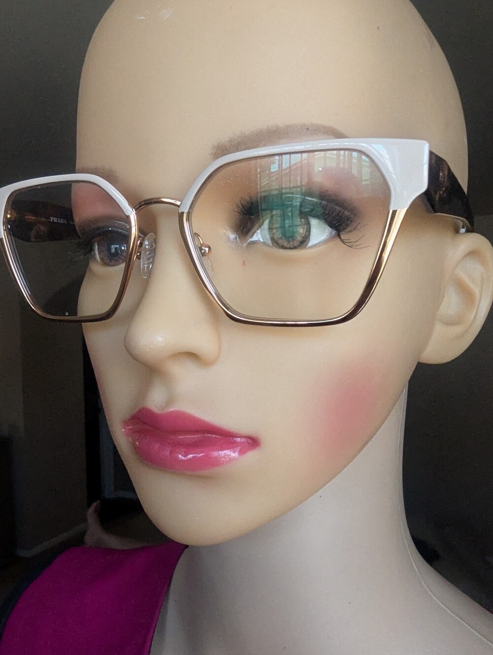 Prada White and Gold Square-Style Women's Glasses (FRAME)